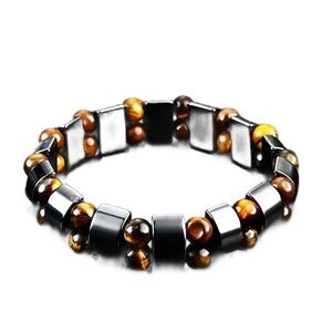 Unisex Double Hematite Tiger's Eye Cool Stone Bracelet - NWT